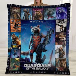 Personalized Rocket Blanket, Guardians of the Galaxy Blanket Quilt, Rocket and Groot Quilt Blanket