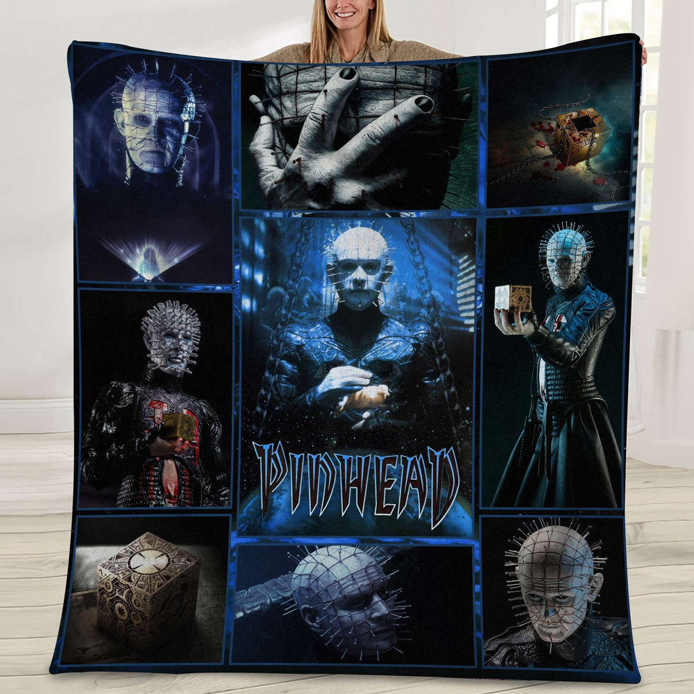 Pinhead Fleece Blanket Hellraiser Blanket Horror Halloween Movie Throw Blanket for Bed Couch Sofa.jpg