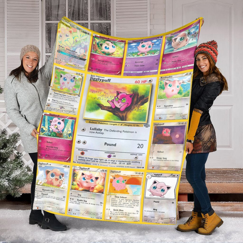 PKM Jigglypuff Trading Collection Card Fleece Blanket Anime Lover Gift Sofa Quilt.jpg
