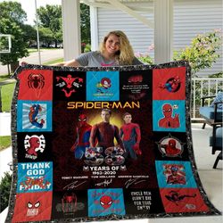 spider-man 58 years anniversary peter parker tom holland quilt blanket