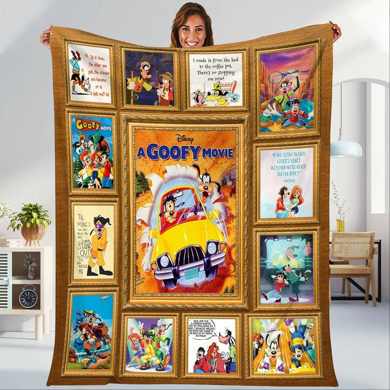 A Goofy Movie Fleece Blanket, Goofy Blanket, Max And Roxanne Blanket, Disneyland Birthday Gift Throw Blanket For Couch Sofa Home Decor.jpg