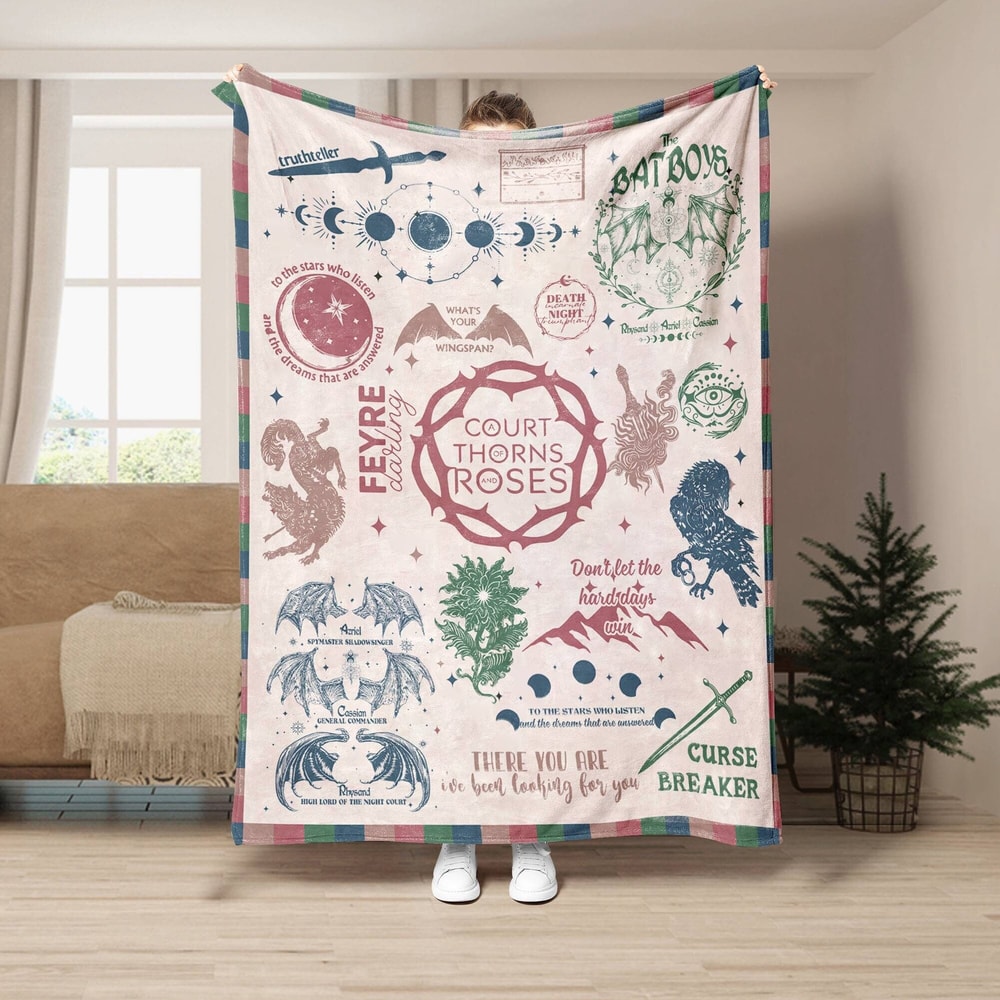 Acotar Bat Boys Doodle Art Blanket Crescent City The Night Court Blanket Velaris Night Court Bat Boys Wings Nesta And Cassian.jpg