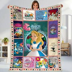 alice in wonderland fleece blanket  alice cheshire blanket  alice in wonderland blanket  were all mad here, throw blanke