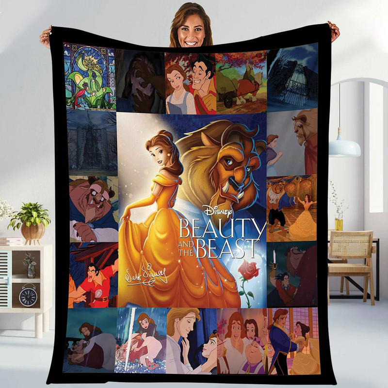 Beauty And The Beast Fleece Blanket, Belle Princess And The Beast Blanket, Princess Throw Blanket For Couch Sofa, Christmas Gift For Her 1.jpg