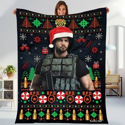 fleece blanket resident evil 4 video game  leon kennedy albert wesker fleece blanket  resident evil re4 throw blanket co