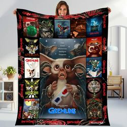 gremlins blanket  gizmo stripe mogwai billy peltzer blanket  gremlins family horror movie throw blanket bed couch sofa