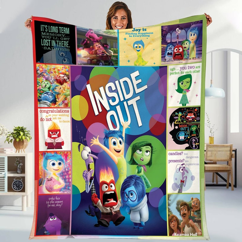 Inside Out Blanket, Inside Out Fleece Blanket, Inside Out 2 Movie Blanket, Inside Out Birthday Gift, Gifts For Kids, Bed Blanket Quilt.jpg