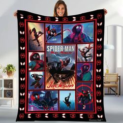 miles morales spider-man fleece blanket  spider-man across the spider-verse blanket  superhero avengers throw blanket fo