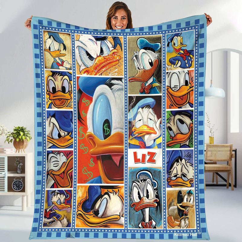 Personalized Donald Duck Blanket,Custom Name Donald Blanket, Disneyland Gift for Kids, Donald Duck Birthday Gift, Fleece Blanket Couch Sofa.jpg