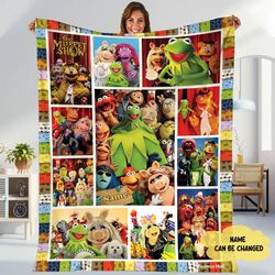 personalized muppet show fleece blanket the muppets kermit the frog fozzie bear miss piggy blanket, magic kingdom throw