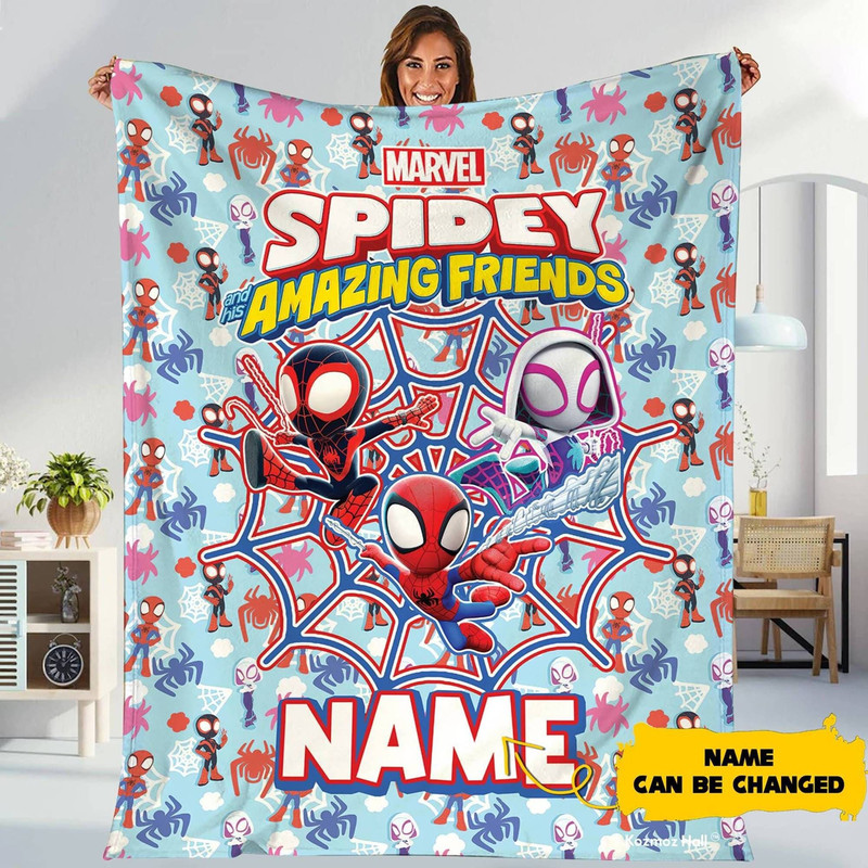 Personalized Spidey and His Amazing Friends Blanket Spidey Friends Fleece Blanket Spiderman Blanket Spidey Birthday Gift Party.jpg