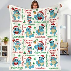 personalized squirtle fleece blanket squirtle christmas blanket wartortle blastoise squirtle blanket pikachu eevee ev