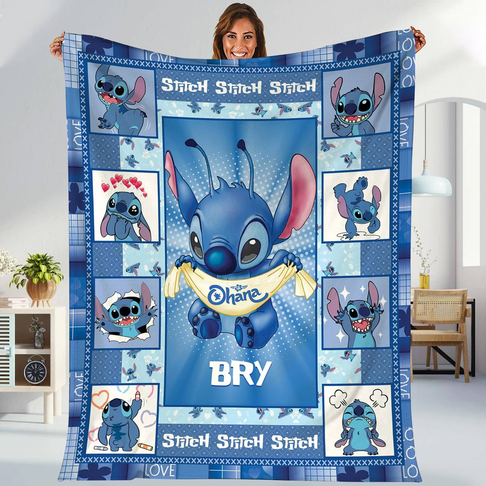 Personalized Stitch Blanket, Stitch Baby Fleece Blanket, Lilo and Friends Blanket, Stitch Birthday Gifts, Family Blanket, Gifts For Kids.jpg