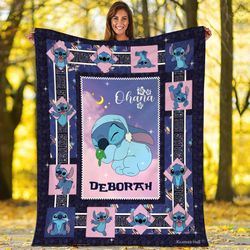personalized stitch fleece blanket, stitch christmas blanket, baby blanket birthday gift, stitch throw blanket for couch