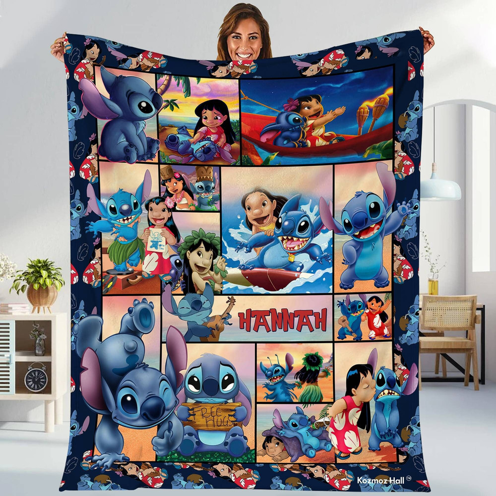 Personalized Stitch Fleece Blanket, Stitch Christmas Blanket, Baby Blanket Birthday Gift, Stitch Throw Blanket For Couch Sofa, Xmas Gift.jpg