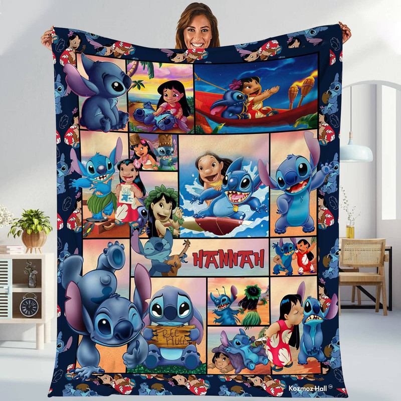 Personalized Stitch Fleece Blanket, Stitch Christmas Blanket, Baby Blanket Birthday Gift, Stitch Throw Blanket For Couch Sofa, Xmas Gift.jpg