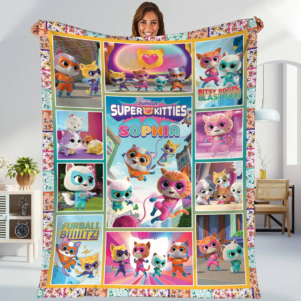 Personalized SuperKitties Blanket SuperKitties Fleece Blanket Ginny Sparks Buddy And Bitsy Blanket SuperKitties Christmas Gift.jpg