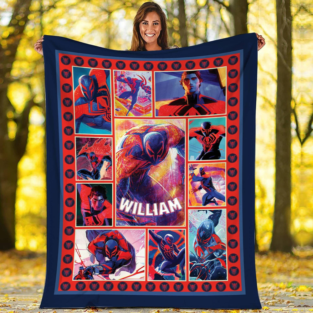 Spider Man 2099 Fleece Blanket  Miguel O'Hara Spider Man Across the Spider Verse Fleece Blanket  Avengers Superhero Throw Blanket.jpg