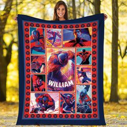 spider man 2099 fleece blanket  miguel ohara spider man across the spider verse fleece blanket  avengers superhero throw