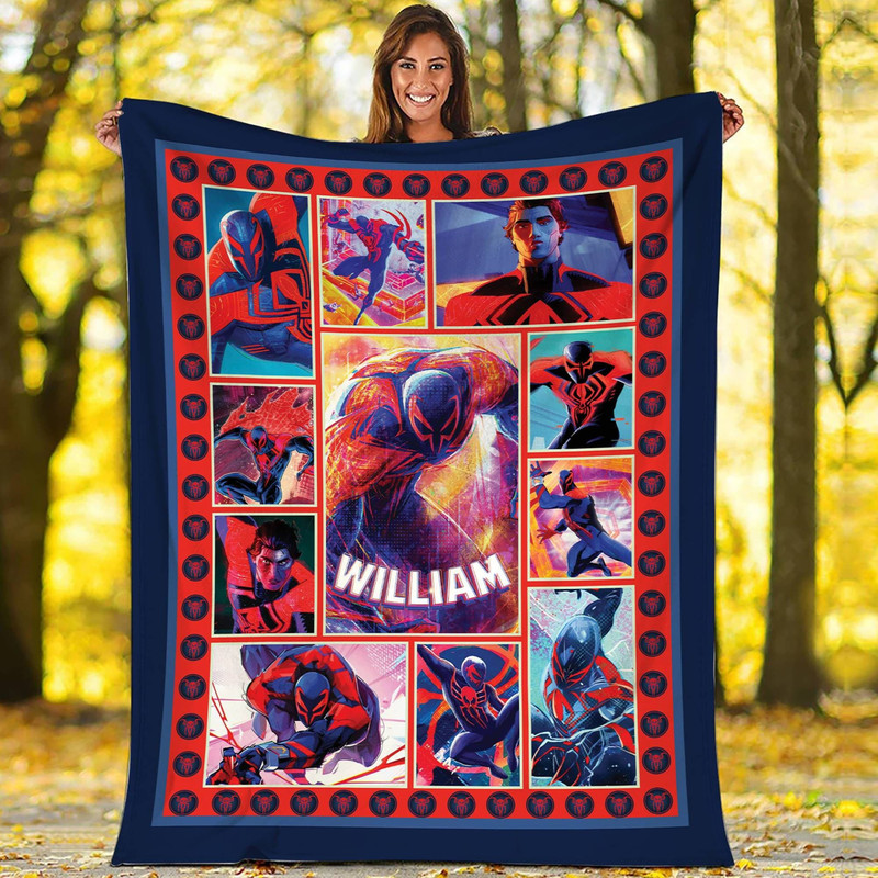 Spider Man 2099 Fleece Blanket  Miguel O'Hara Spider Man Across the Spider Verse Fleece Blanket  Avengers Superhero Throw Blanket.jpg