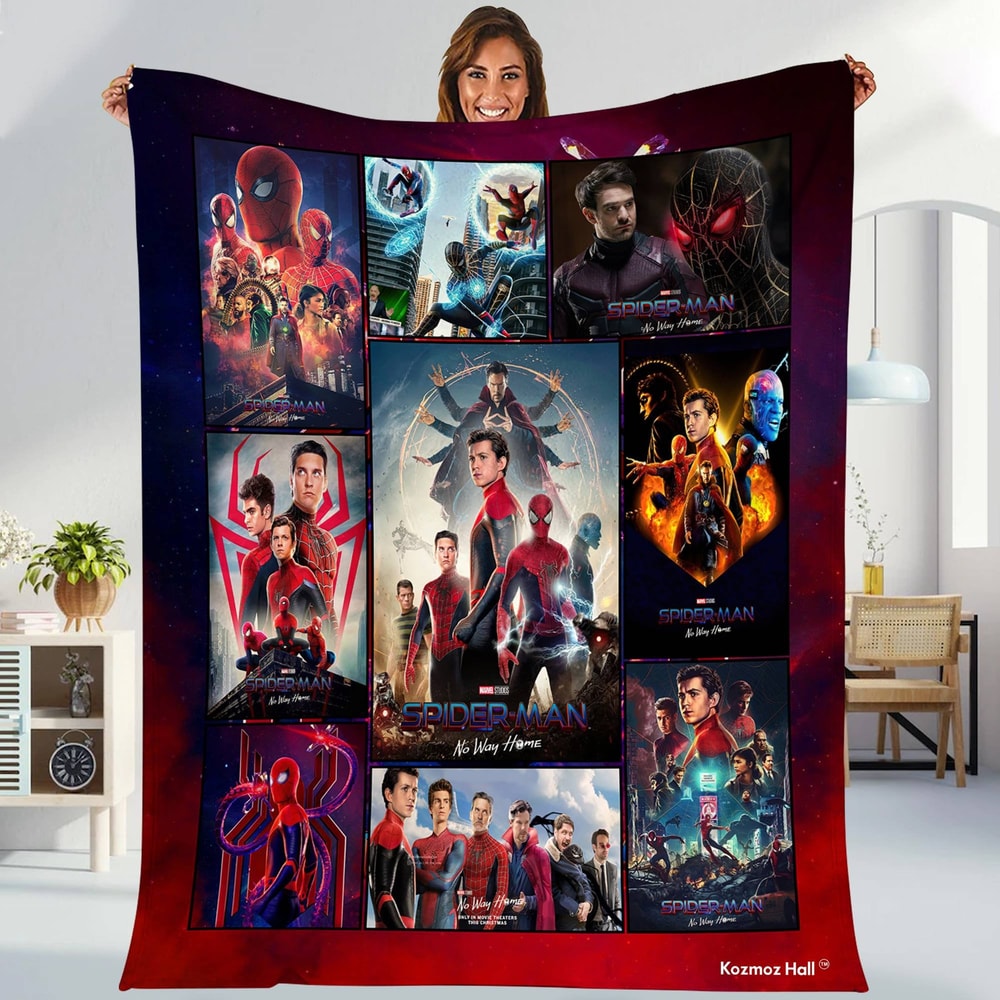 Spider Man No Way Home Fleece Blanket Spider Man Birthday Party Theme Bedroom Decor Superhero Blanket Christmas Gift Throw Blanket.jpg
