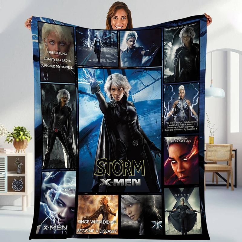Storm X-Men Fleece Blanket X-Men Movie Blanket Wolverine Cyclops Professor X Storm Blanket Bedroom Decor Superhero Blanket Xmas Gift.jpg
