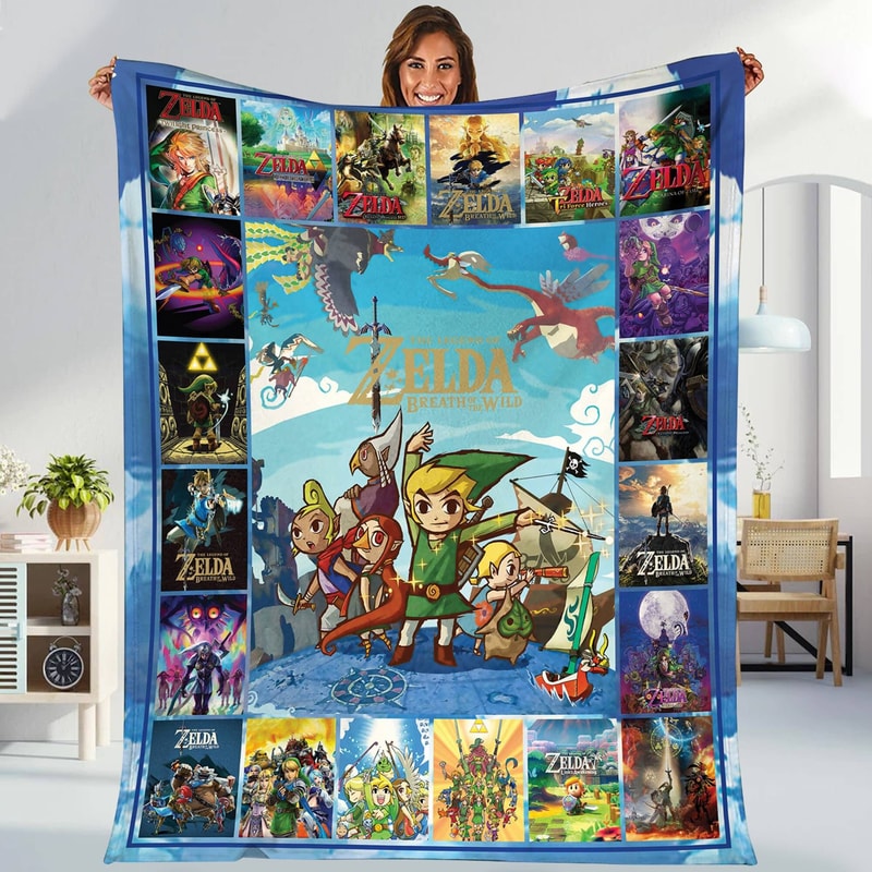 The Legend of Zelda Fleece Blanket Tears of the Kingdom Blanket Zelda Game Blanket Legend of Zelda Gift Breath Of The Wild.jpg