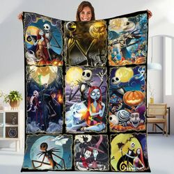the nightmare before christmas fleece blanket, nightmare before christmas jack skellington blanket, jack and sally blank