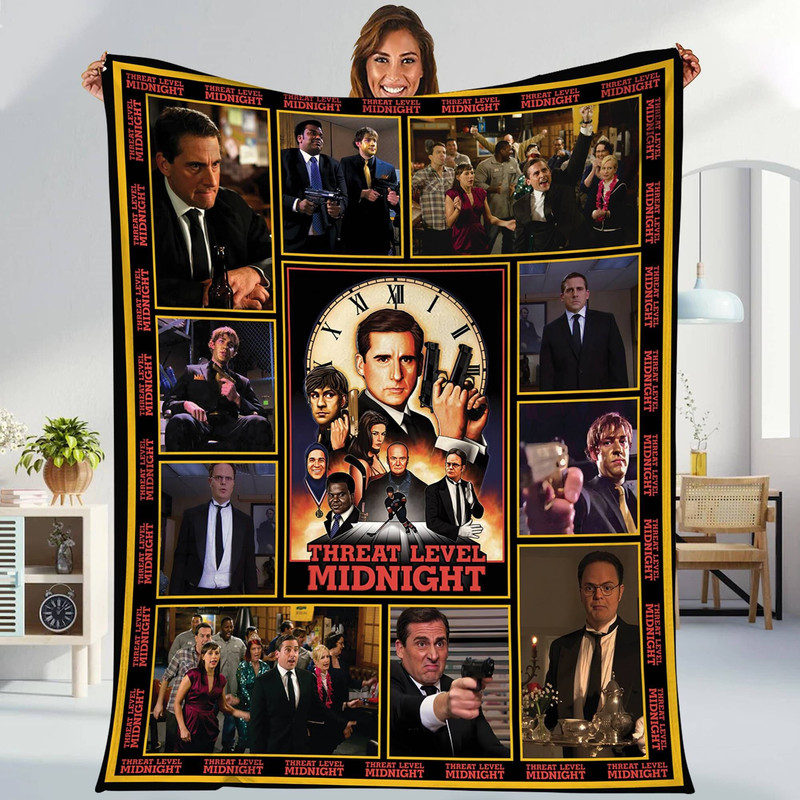 The Office Threat Level Midnight Blanket, Threat Level Midnight Movie Gift, The Office Fleece Blanket, Michael Scott Dwight Schrute Blanket.jpg