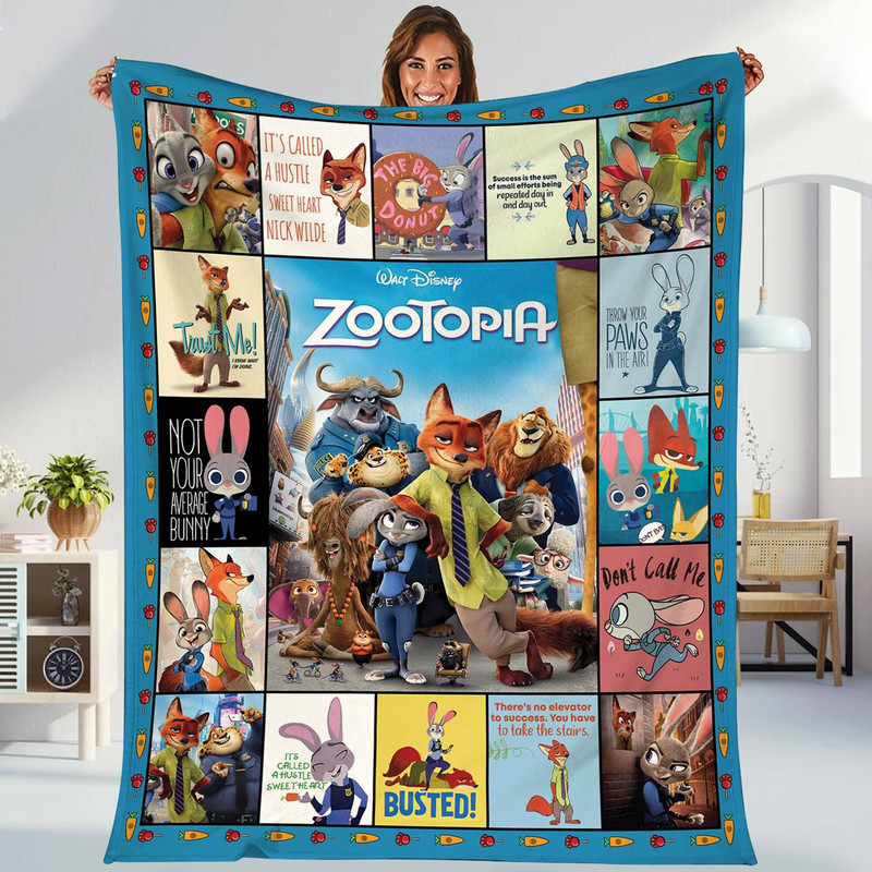 Zootopia Fleece Blanket Judy Hopps Blanket Nick Wilde Blanket Zootopia Movie Blanket Throw Blanket for Bed Couch Sofa Home Decor.jpg
