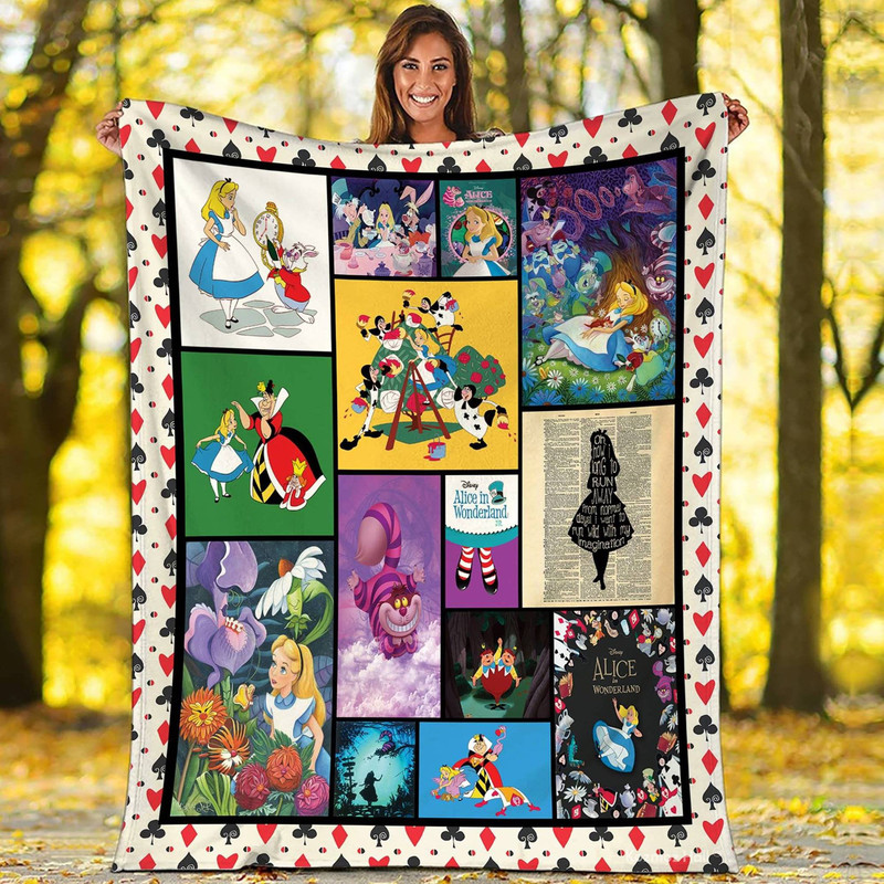 Alice In Wonderland Fleece Blanket Alice Cheshire Cat Blanket Alice In Wonderland Characters Blanket, Christmas Gift, Birthday Gift.jpg