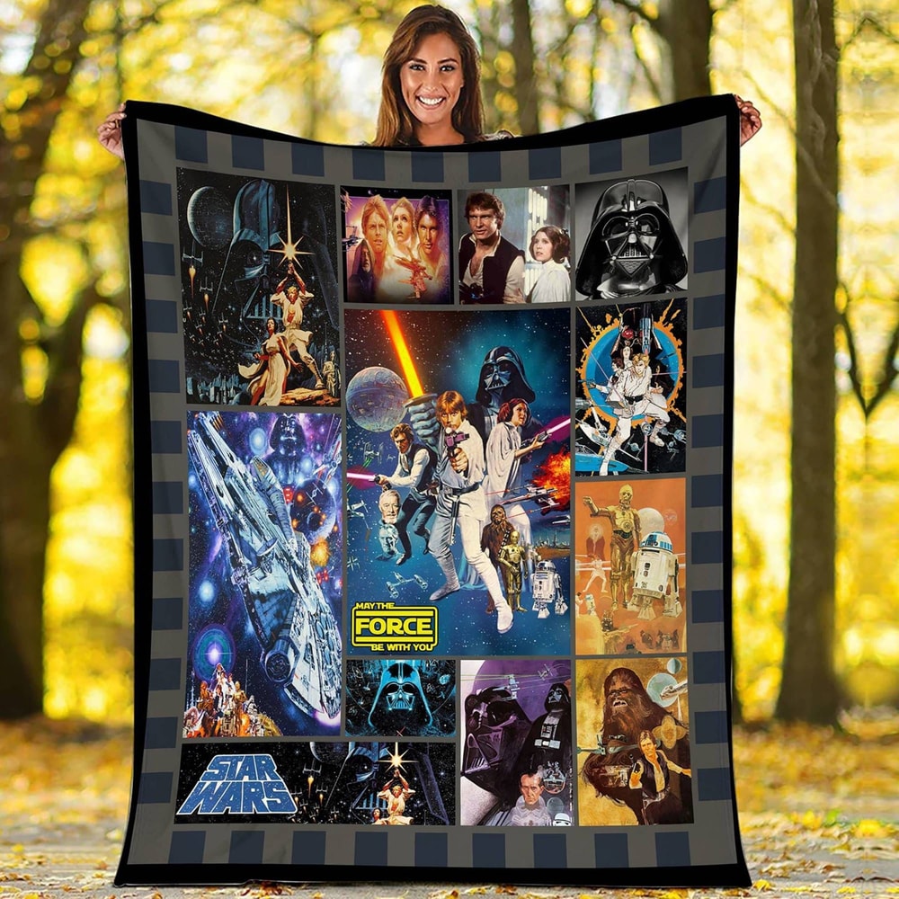 Anakin Skywalker Chewbacca Yoda Blanket Yoda Darth Vader Luke Skywalker Blanket Starwars 1977 Vintage Blanket Birthday Gift.jpg