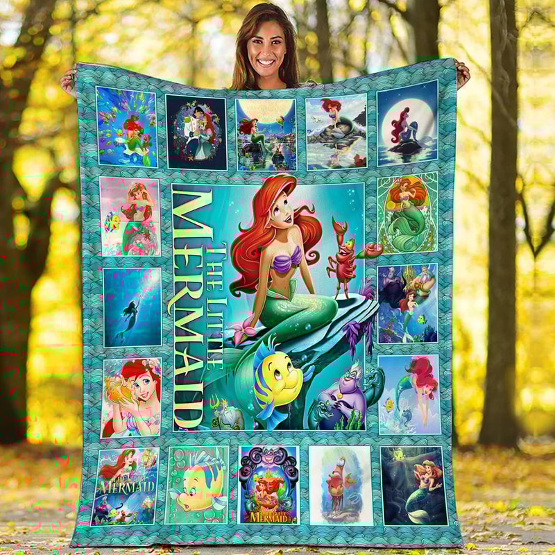 Ariel Princess Blanket Ariel The Little Mermaid Cartoon Disneyland Movies Blanket Gift For Fans Ariel Princess Lover 1.jpg