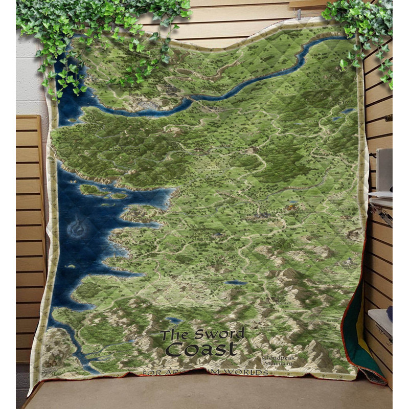 Dungeons & Dragons Baldur's Gate Sword Coast Map Blanket Baldur's Gate Fleece Blanket Video Game Blanket.jpg