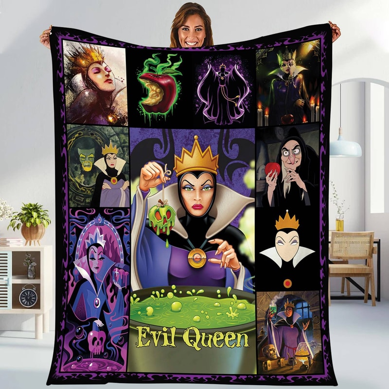 Evil Queen Villains Blanket Snow White And The Evil Queen Blanket Evil Queen Poison Apple Kingdom Throw Blanket Bed Couch Sofa.jpg