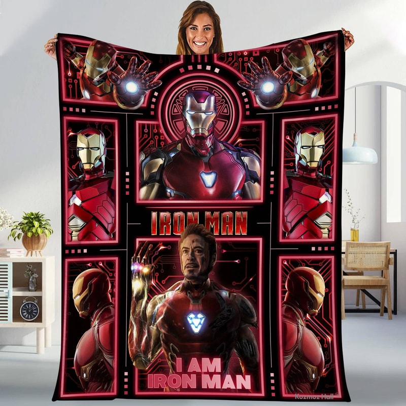 Iron Man Blanket Avengers Infinity War Avengers Endgame Blanket Marvel Superhero Throw Blanket for Bed Couch Sofa.jpg