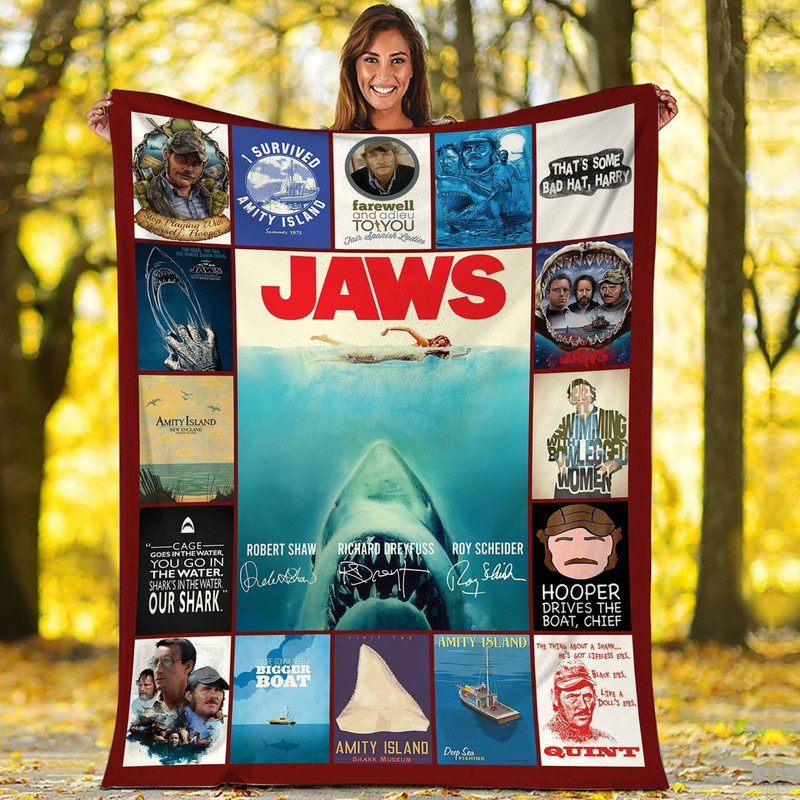 Jaws Fleece Blanket, Jaws Quint Throw Blanket For Bed Couch Sofa, Christmas Gifts.jpg