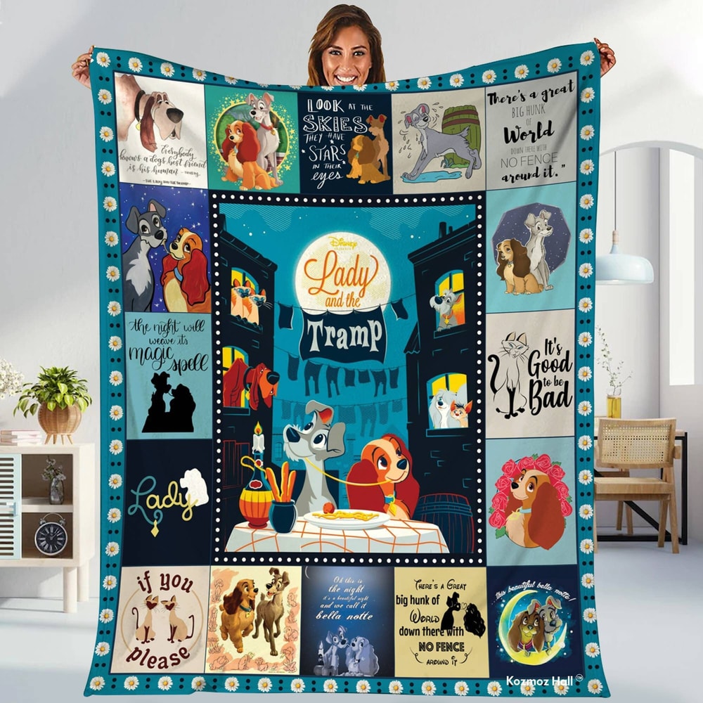 Lady And The Tramp Blanket Lady And The Tramp Dog Fleece Blanket Disneyland Blanket Throw Blanket for Bed Couch Sofa.jpg