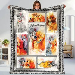 lady and the tramp fleece blanket the tramp dog blanket dog magic kingdom fleece blanket throw blanket for bed couch sof