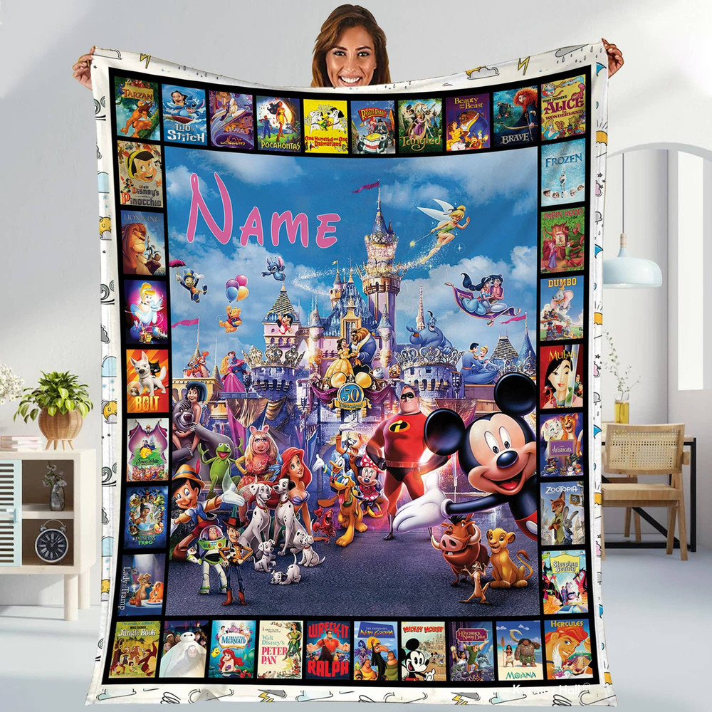 Personalized Disneyland Movies Blanket Mickey And Friends Fleece Blanket Magic Kingdom Birthday Blanket 1.jpg