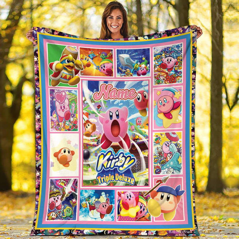 Personalized Kirby Game Fleece Blanket Gaming Kirby Birthday Blanket Kirby Birthday Party Video Game Blanket.jpg