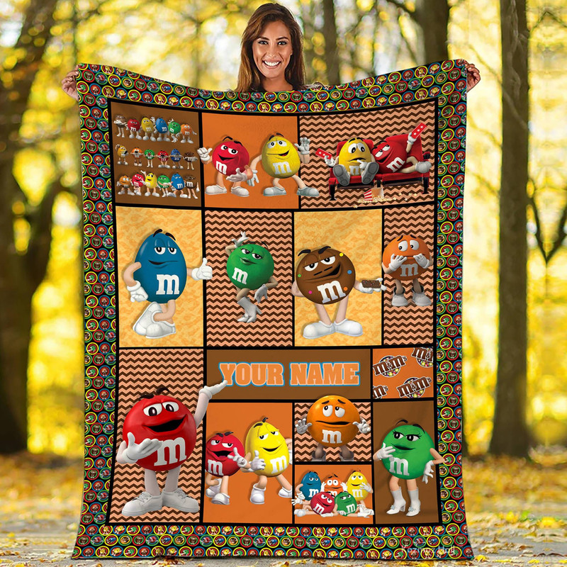 Personalized M and M Fleece Blanket M and M Blanket MMs World Birthday Gift M and M Gifts M and M Theme Party 1.jpg