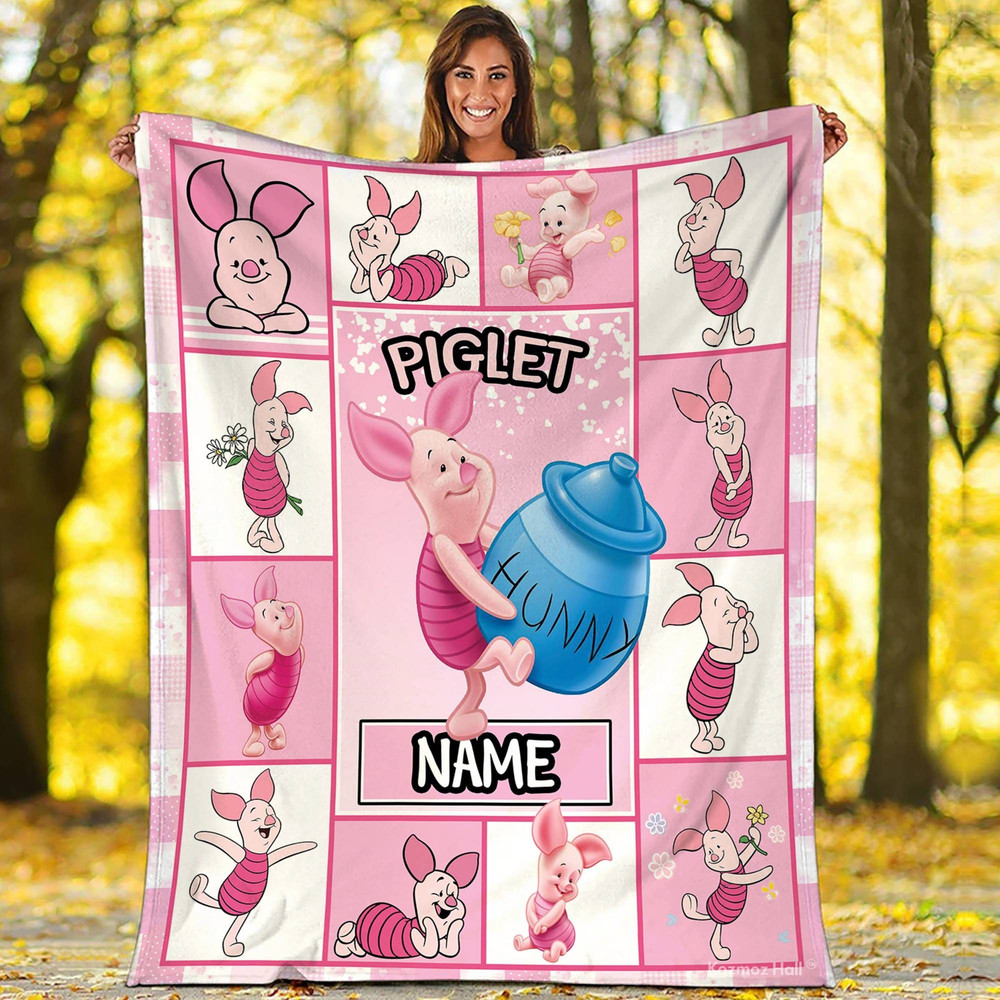 Personalized Piglet Blanket Winnie Pooh Piglet Fleece Blanket Winnie The Pooh Piglet Birthday Gifts Piglet Christmas Gifts For Kids.jpg
