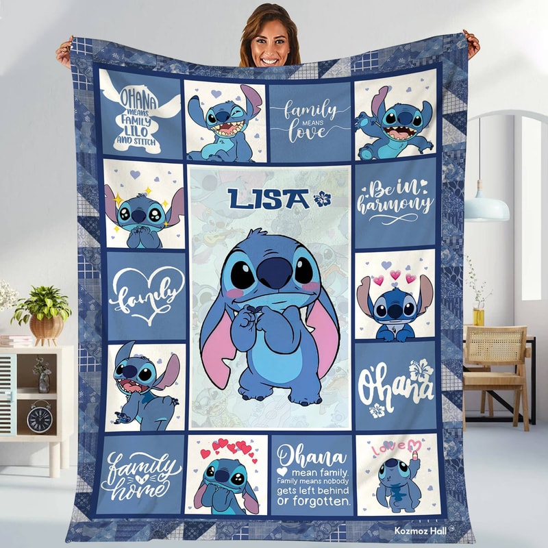 Personalized Stitch Blanket Lilo Stitch Blanket Stitch Birthday Gifts Angel Stitch Christmas Gifts For Kids.jpg
