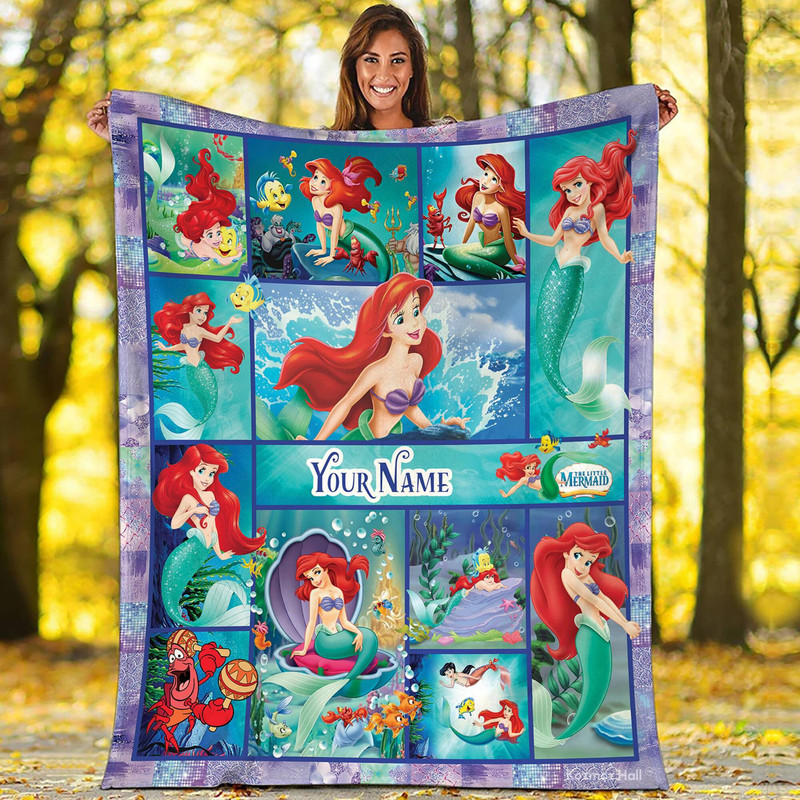 Personalized The Little Mermaid Blanket Ariel Princess Fleece Blanket Disneyland Princess Birthday Gifts Christmas Gifts For Kids.jpg