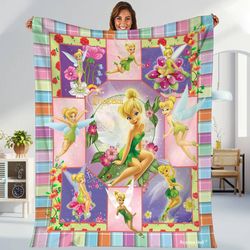 personalized tinkerbell blanket tinkerbell fleece blanket tinkerbell birthday theme peter pan tinkerbell christmas gift