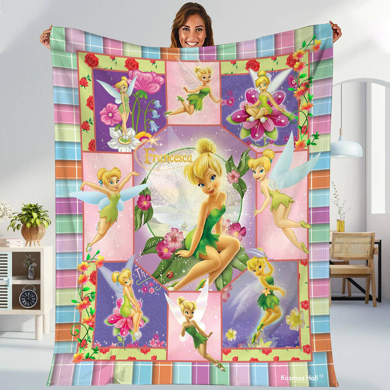 Personalized Tinkerbell Blanket Tinkerbell Fleece Blanket Tinkerbell Birthday Theme Peter Pan Tinkerbell Christmas Gift For Kids.jpg