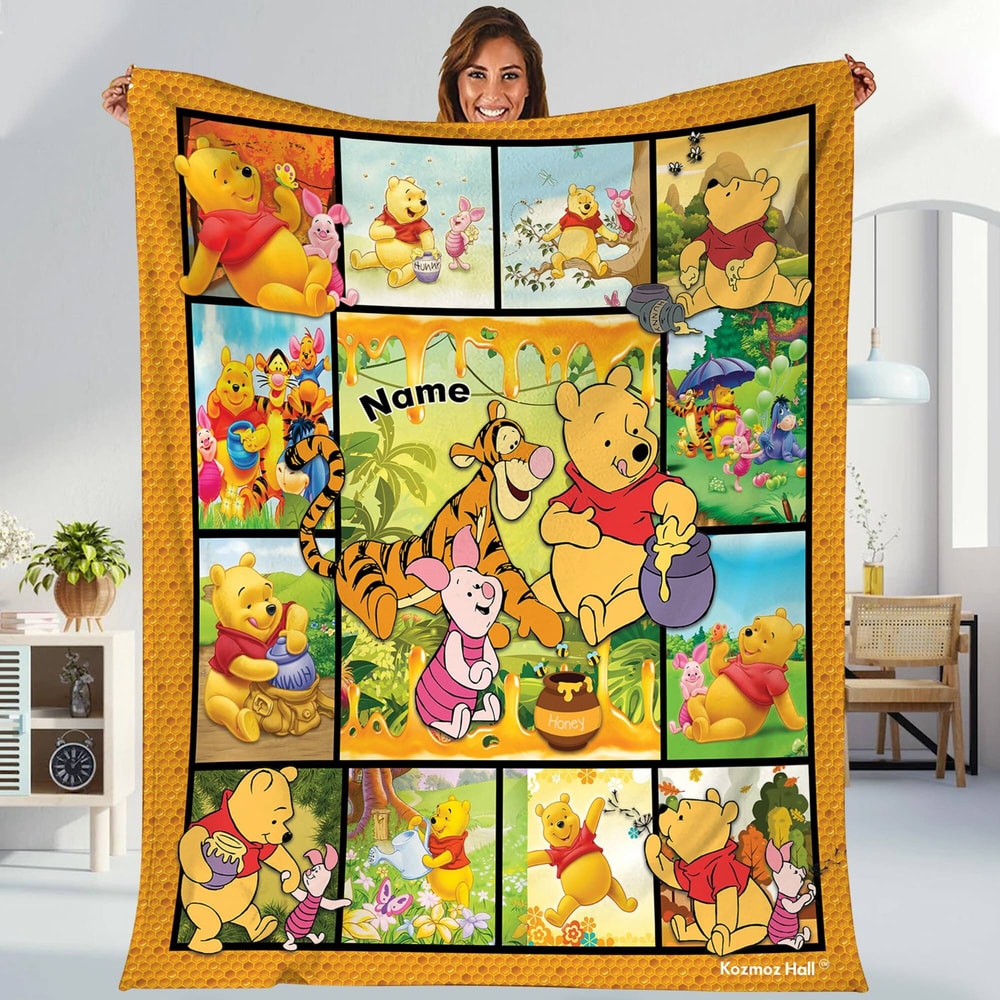 Pooh Bear Fleece Blanket Winnie The Pooh Blanket Pooh Magic Kingdom Fleece Blanket Throw Blanket for Bed Couch Sofa.jpg