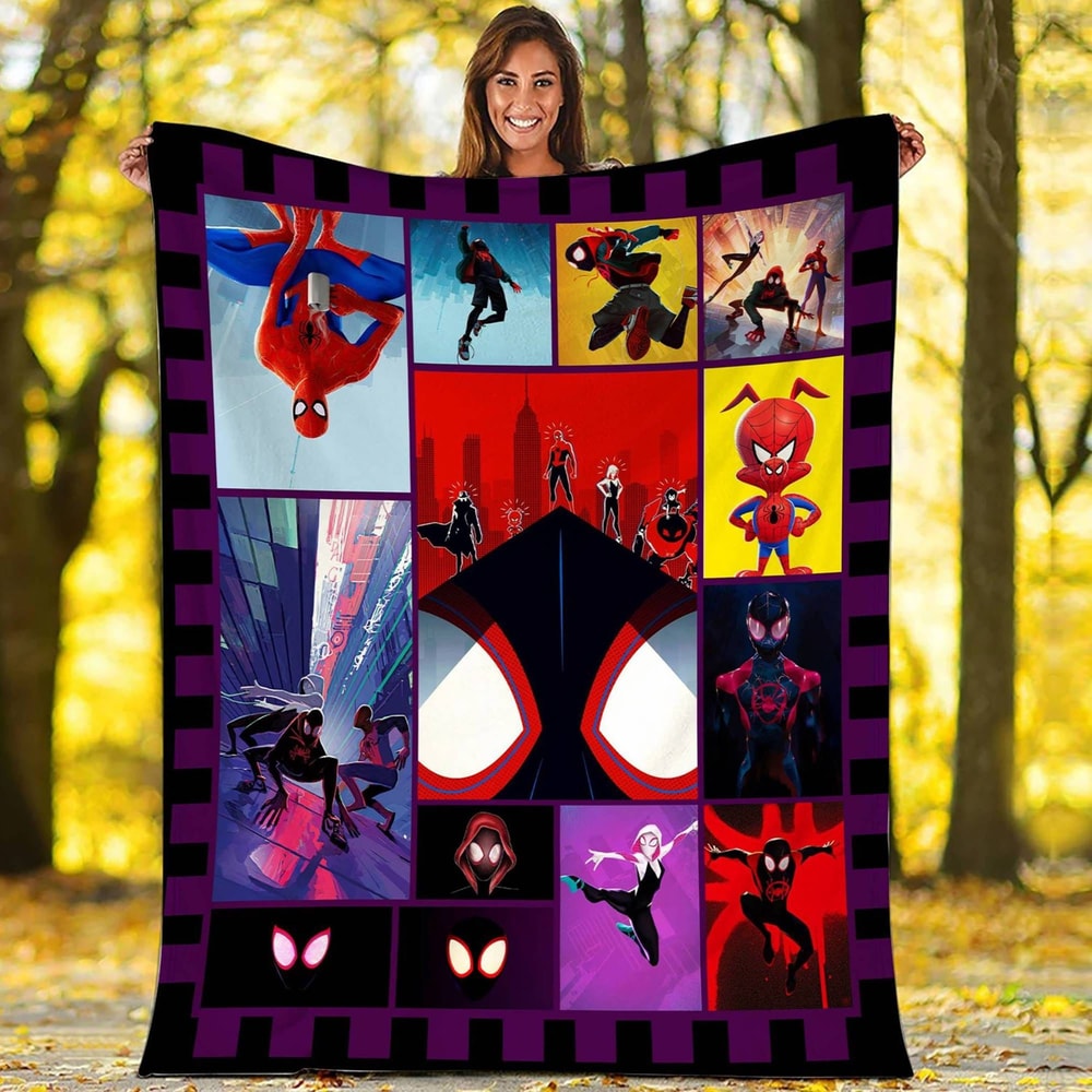 Spider Man Blanket Spider-Man Into The Spider Verse Blanket Fan Gift Idea Avengers Superhero Blanket Birthday Gift.jpg