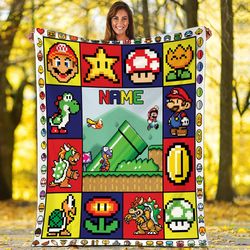 super mario blanket 32 bit super mario fleece blanket super mario pixel birthday gifts mario game gifts
